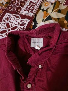 American Eagle Burgundy Button-Down Shirt