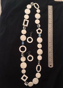 Mother of pearl statement earing  necklace set