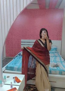 Maroon And Cream Saree