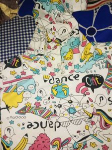 Fun Cartoon Print Crop Hoodie