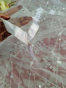 White Embellished Dupatta