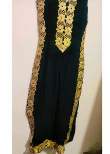Black &amp; Golden Party Wear Kurta With Dupatta