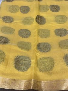 New Mustard Saree Cotton Silk With Blouse