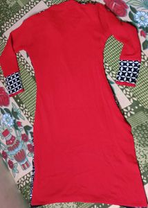 Red &amp; Black Print Kurta
