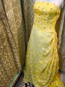 Stunning Yellow Strapless Gown