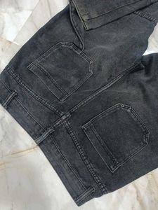 Urbanic Black Wide-Leg Cargo Jeans