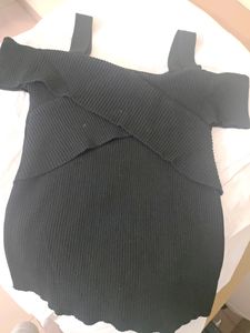 Black Cold Shoulder Top