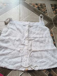 White Lace Trim Tank Top