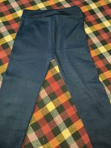 Navy Blue And Black Warm Leggings For Kids
