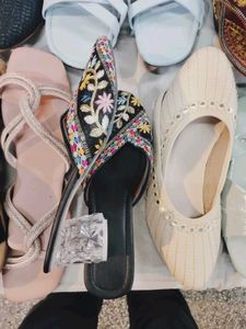 Embroidered Heel Mules