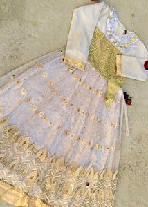 Embroidered Anarkali Dress With Golden Design