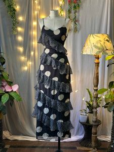 Polka Dot Ruffle Maxi Dress