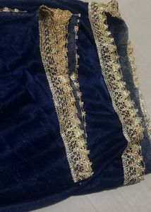 Net Duppata With Golden Lace