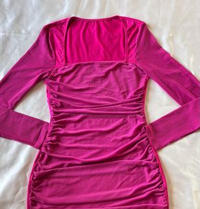 Urbanic Pink Mesh Bodycon Mini Dress