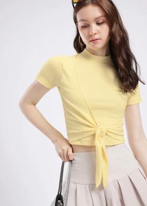 Cute Yellow Tie-Front Top