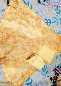Beautiful Yellow Ethnic Gown With Red N Orange