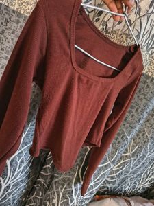 Square Neck Maroon Crop Top