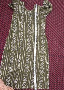Women Olive Green Printed Kurta And Plazo Set