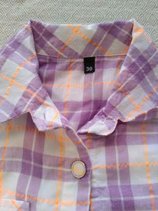 Purple Plaid Short Sleeve Top