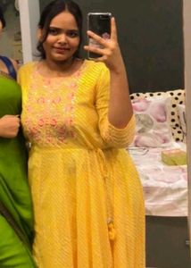Yellow Embroidered Anarkali Kurti