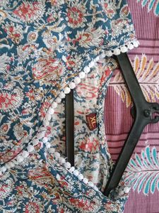 Floral Print Blue Dress