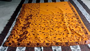 Embroidered Mustard Yellow Fabric
