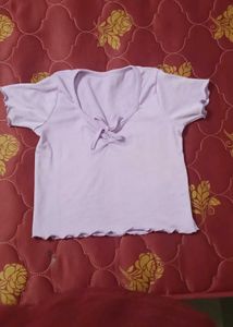 Cute Lilac Tie-Front Crop Top