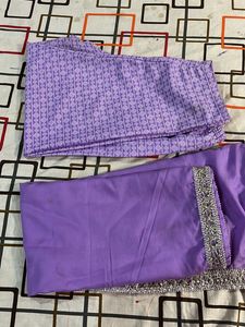 Beautiful Kurta Set With Silver Lace Design