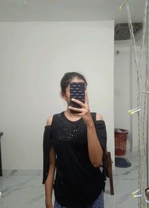 Black Cold Shoulder Top