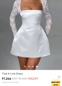 White Satin Dress With Lace Sleeves
