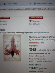 The Interpretation Of Muder By Jed Rubenfield.