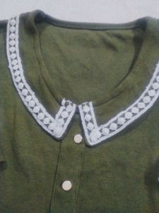Cute korean Style Olive Green Blouse