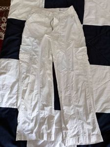 White Cargo Capri Pants