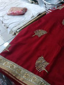 Red Embroidered Saree
