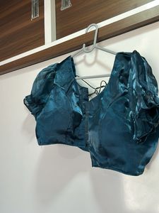 Teal Blue Embellished Saree with blouse 36 size