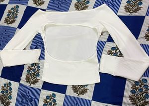 White Off Shoulder Backless Top