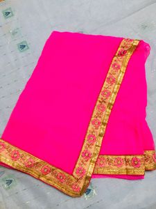 selling pink border saree.