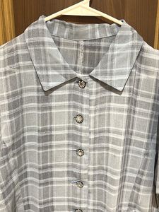 Grey Bluish Plaid Button-Down Shirt