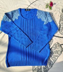 Stylish Blue Knit Sweater