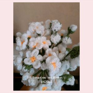 𐙚 🤍⋮Crochet Forget me not Bouquet ꒱꩜ .ᐟ