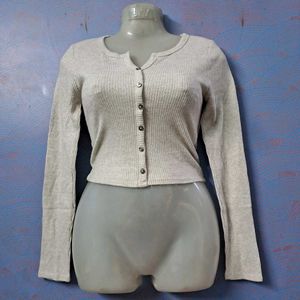 Button-Front Ribbed Top