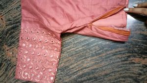 Stitched Mirror Work Rust Blouse.