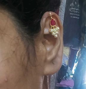 Ruby and Pearl Drop Earrings