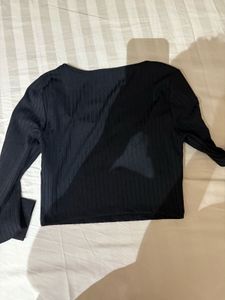 Black Deep Neckline Top