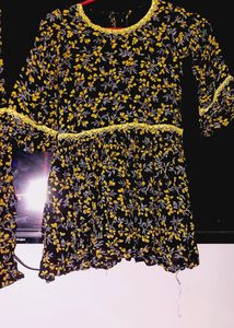 Yello Black Frock Pyjama