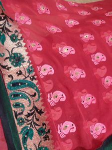 Rose Colour Saree with Blouse