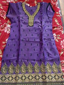 Purple Colour Kurta With Black Salwar