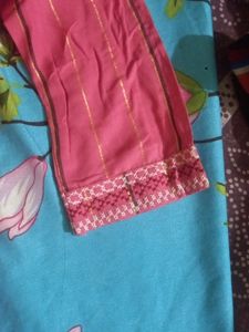 Max Pink Kurti With Hand And Neck Embroidery