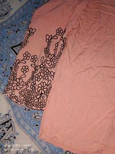 Peach Cord Set With Embroidery