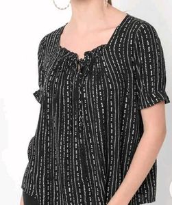 Fig Black And White Cute Top